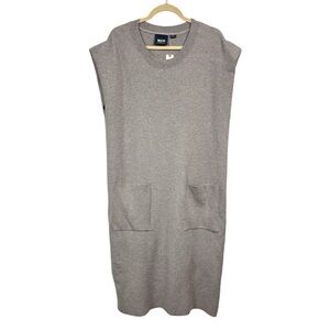 Maeve Anthropologie NEW XL Muscle Column Midi Dress Minimalist Gray Pockets
